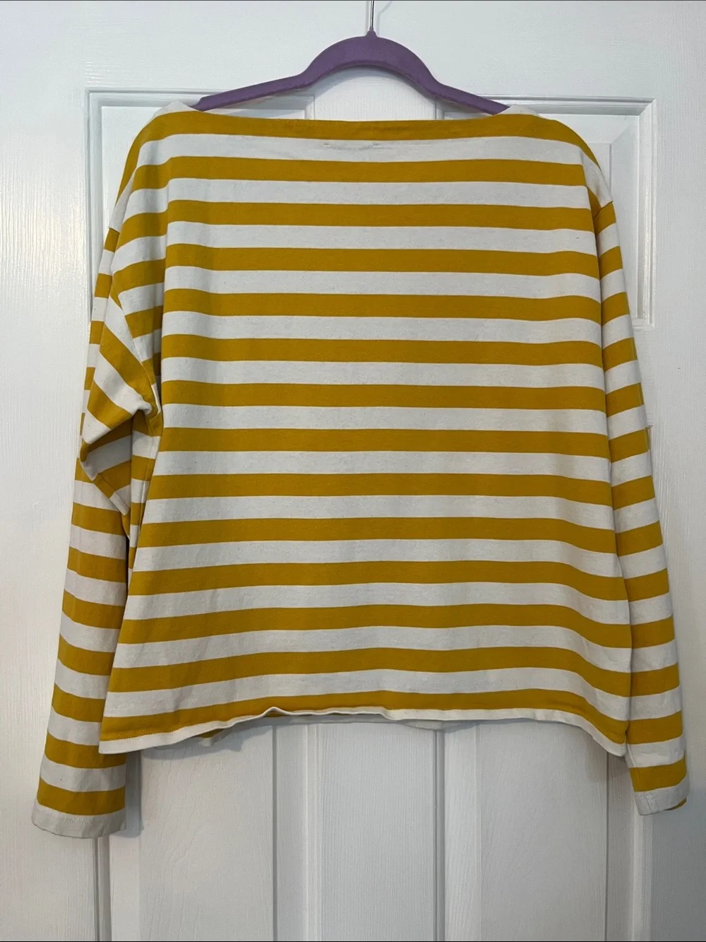J. Crew Relaxed Boatneck Tee in Mustard Yellow and White Stripe